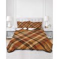 thumbnail image 2 of Full Size Quilt Bedding Set, Orange Buffalo Plaid Reversible Summer Quilt 3 Pieces, Fall Thanksgiving Checkered Lightweight Bedspreads Coverlets with 2 Pillow Shams for All Seasons, 2 of 5