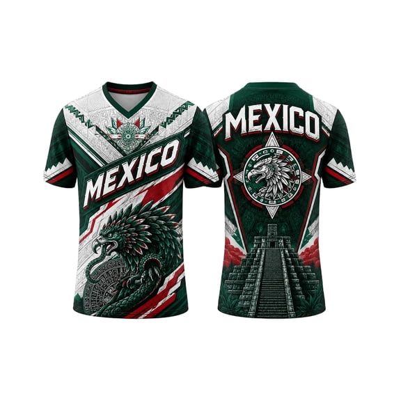 Zimjoy Men's Mexico Soccer Jersey National Flag Short Sleeve Graphic Sport T-Shirt Unisex Training Football Top Game Day Outfit White L
