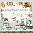 thumbnail image 3 of Coffee Baby Shower Decorations Blue 5 * 3ft Somethings Sweet is Brewing Backdrop Banner Decor with Coffee Bean Blue Donuts Brunch Tea Baby Shower Decor for Coffee Baby Shower Gender Reveal, 3 of 6