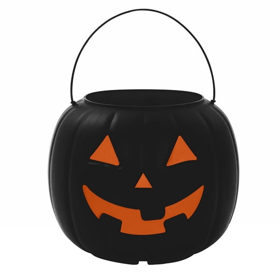 Jack-o'-Lantern Trick-or-Treat Pail, Black, 8", Halloween by Way To Celebrate