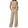 thumbnail image 5 of zejinsd Summer Sets for Women Lightweight Cotton Linen Two Piece Sets Sleeveless Cropped Tank and Wide Leg Pants with Pockets Daily Outfit, 5 of 7