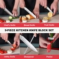 thumbnail image 4 of Kitchen Knife Set, 9-Pieces Red Gradient Handle Knife Block Set with Rotatable Holder, Ultra Sharp Professional Chef Knife Set, Stainless Steel Knives Set for Kitchen Home Apartment, 4 of 7