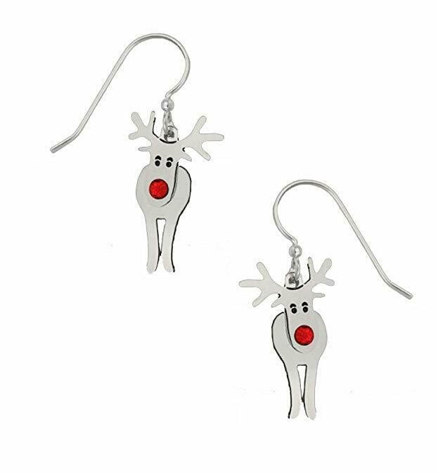Christmas RUDOLPH REINDEER EARRINGS Winter Themed Earrings Rudolph Dangle Earrings Golden Reindeer hook earrings for Christmas