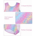 thumbnail image 3 of Gymnastics Leotards for Girls, Sleeveless U Shape Neck Sparkly Dance Unitards with Shorts and Hair Toddler Leotard for Age 5-10, 3 of 5