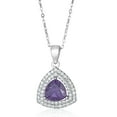 thumbnail image 2 of AVORA 925 Sterling Silver Purple Triangular Simulated Diamond CZ Halo Pendant Necklace and Stud Earrings Set with 18" Chain, 2 of 7