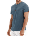 thumbnail image 4 of JWD Classic henley style Three button henley closure, Mens Henley Short Sleeve T-Shirt Cotton Casual Shirt Mens ShirtsSummer Daily T-Shirts, 4 of 5