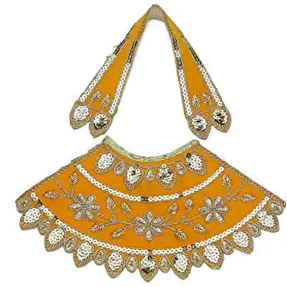 Yellow Designer Laxmi Durga Devi MATA Dress poshak vastra Cloth lehanga Chunari Puja Item for Idol Statues (Size :- 5")