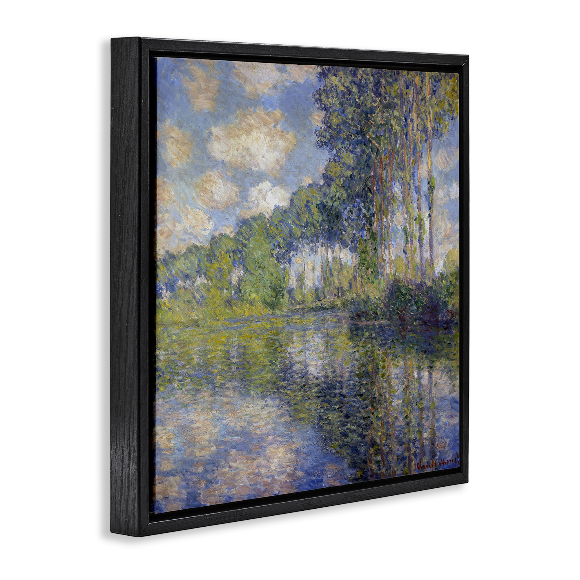 Stupell Industries Classic Monet Poplars on the Epte Landscape & Nature Painting Black Floater Framed Canvas Art Print Wall Art, 18 x 18