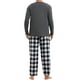 thumbnail image 3 of INSPIRAR CHIC Conjunto de Pijamas de Dos Piezas de Manga Larga de Color Sólido para Hombre con Patrón de Cuadros XL Negro Blanco, 3 of 5