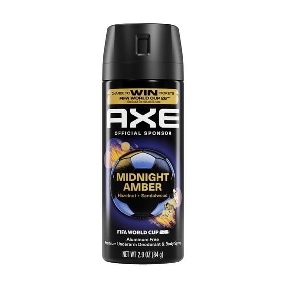 Axe Fine Fragrance Collection Body Spray 72 Hour Freshness Midnight Amber Aluminum Free, 2.9 oz