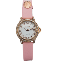 I-Tem Innovation by Temi Women's 17 mm Leather Strap Wristwatch, Pink, (I-TW300)