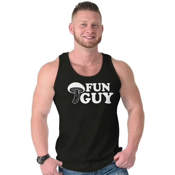 Fun Guy Fungi Mushroom Nerdy Geeky Tank Top Sleeveless Tee Men Brisco Brands S