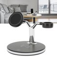 thumbnail image 4 of 3 In 1 Fast Wireless Charger, 3 In 1 Wireless Charger Stand 15W With LED Night Light For Earphone Black, 4 of 8
