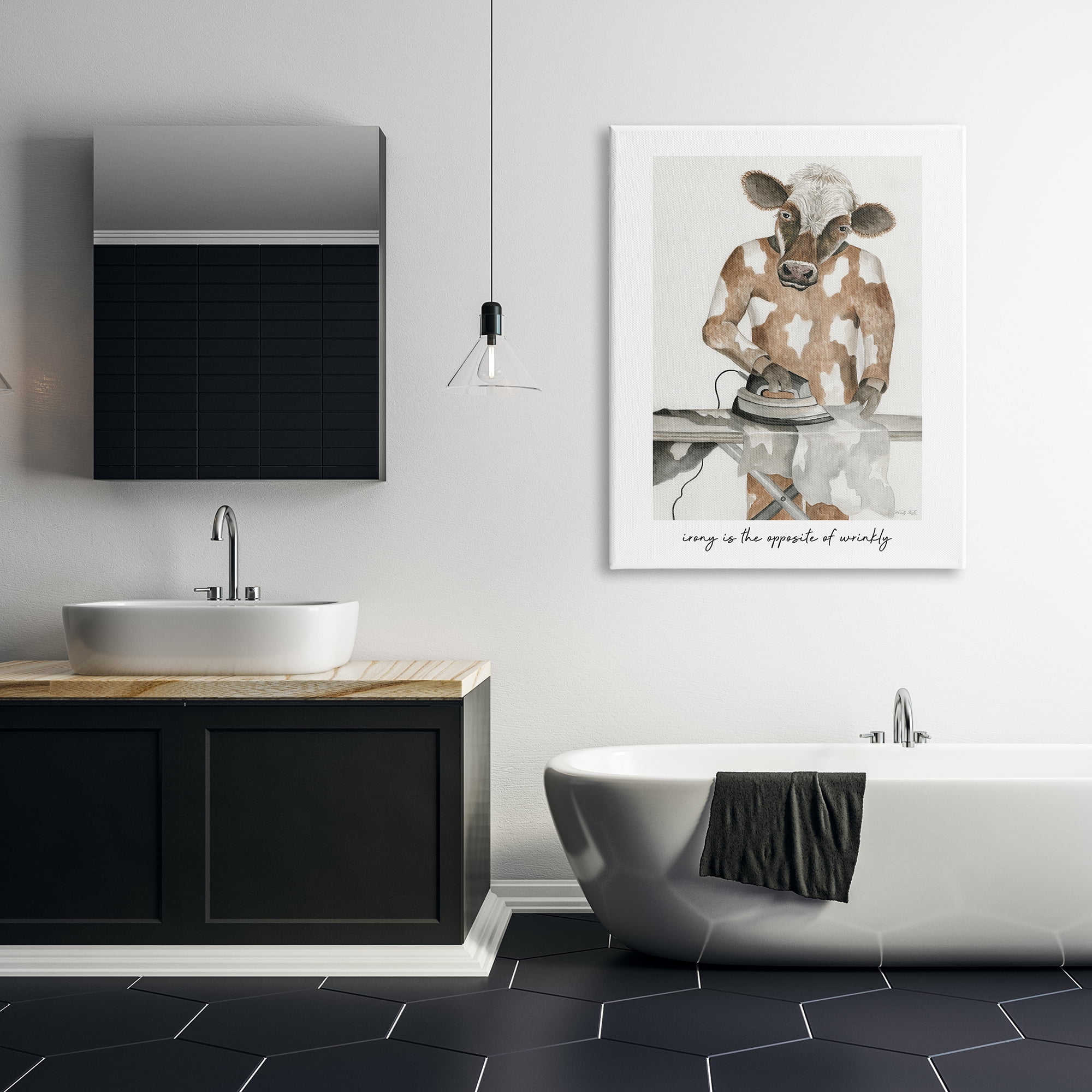 Stupell Industries Opposite of Wrinkly Phrase Animals & Insects Painting Gallery Wrapped Canvas Print Wall Art, 36 x 48