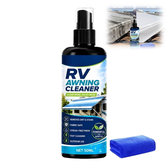 RV Awning Cleaner Spray, Outdoor Canopy Cleaning Solution for Vinyl & Synthetic Fabric, Dirt, Grime & Stain Remover with Cleaning Towel