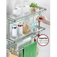 thumbnail image 4 of 3Tier Glass Shelf with Towel Bar Bathroom Shelf Wall Mount Towel Rack with Hooks, 4 of 10