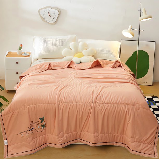 Colcha de enfriamiento de verano | Manta doble azul de algodón 98% 78"x59" | Repelente de mosquitos transpirable que absorbe la humedad | Edredón delgado ligero lavable a máquina | Ideal para
