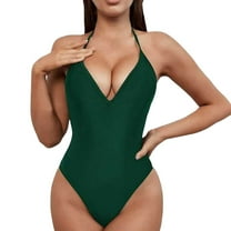 Women Swimsuits Womens One Piece Swimsuits Tummy Control Women's Sexy Plunging V Neck Bathing Suit High Cut Open Back Swimsuits Adjustable Beach Swimwear