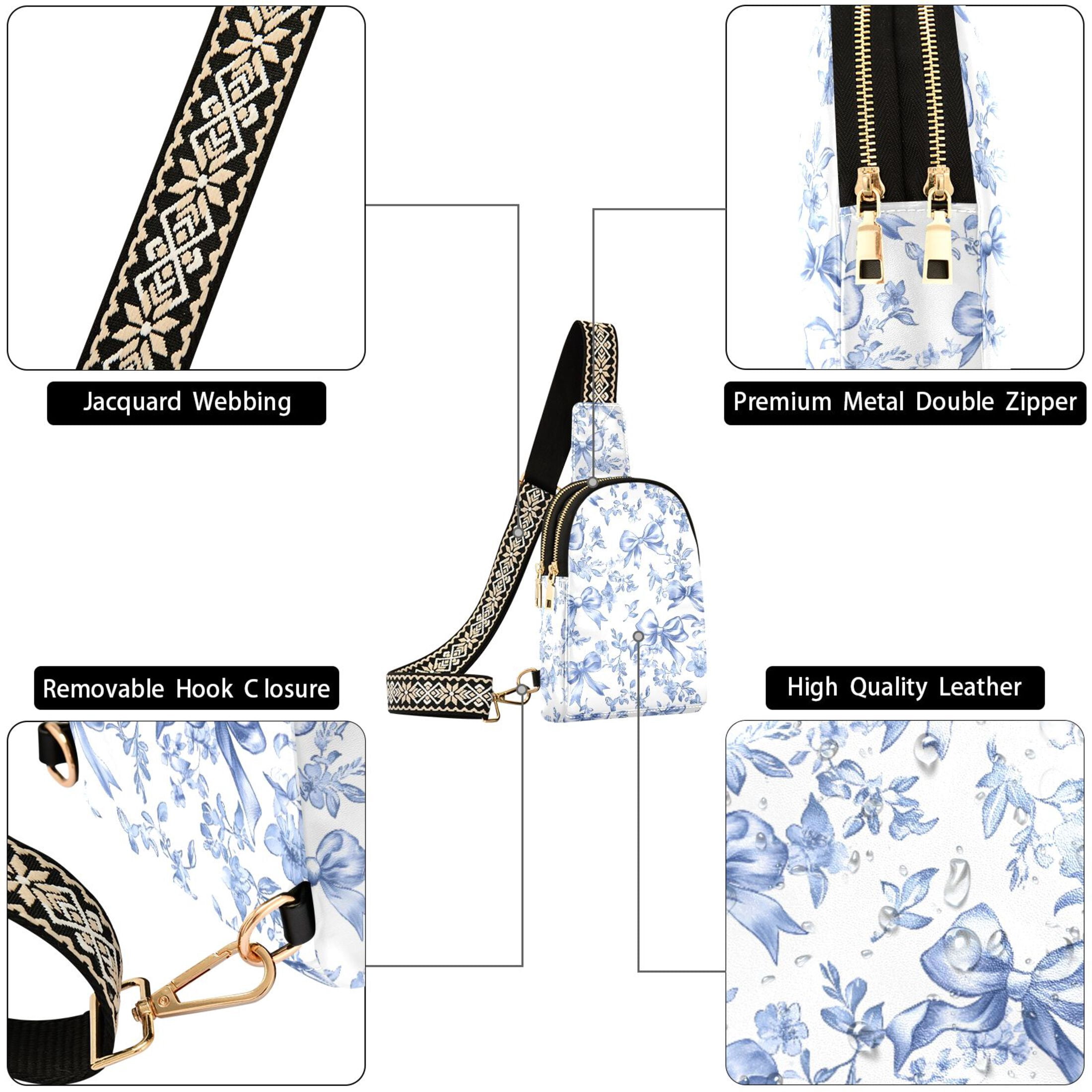 ALAZA Vintage Bows Blue Sling Bag for Women Men Waterproof Crossbody Chest Bags