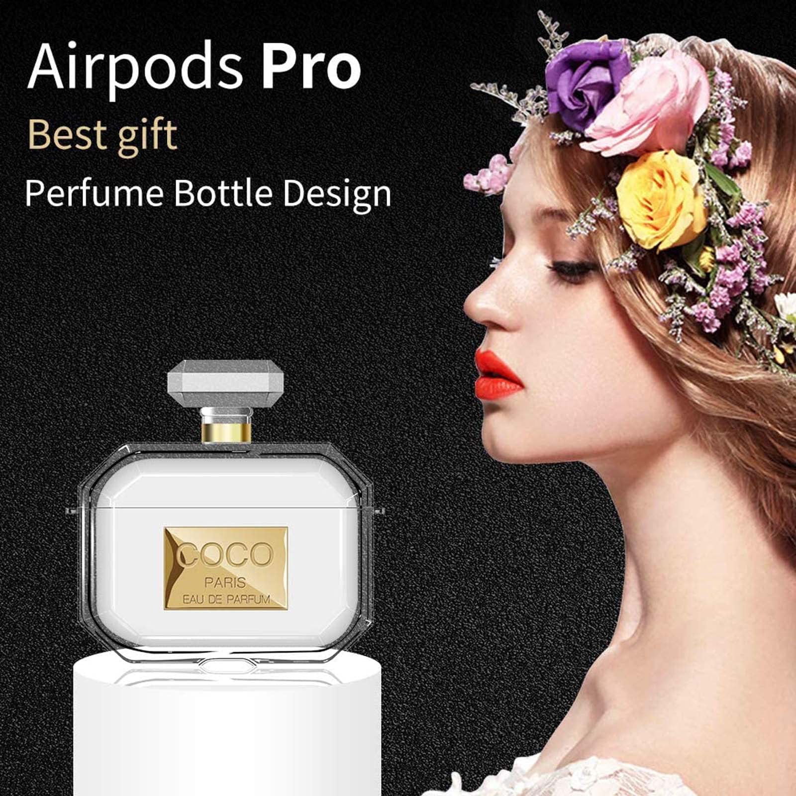 Wireless Earphone Case for Air pods Pro, Luxury Perfume Bottle Personalized  Design Cute Case with Keychain, Soft Silicone Fur Ball Shockproof  Protective Case Cover for AirPods Pro 