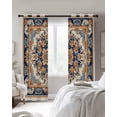 thumbnail image 3 of Blue Burnt Orange Boho Blackout Curtains, Light Blocking Print Window Curtains, Antique Southwestern Art Thermal Insulated Window Drapes for Living Room Kitchen Cafe 2 Panels, 84"W x 63"L, 3 of 9