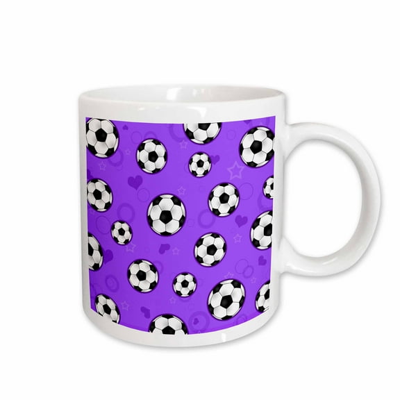 3drose, Cute Purple Soccer Star Print, 15oz Mug