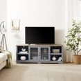 thumbnail image 3 of Modern Farmhouse Design Light Blue & Oak Finish 70''TV Console Cabinet Home Entertainment Stand, 3 of 10