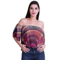 thumbnail image 2 of Moomaya Womens Printed Off The Shoulder Crop Top Flounce Sleeve Summer Clothing Boho Blouse, 2 of 6