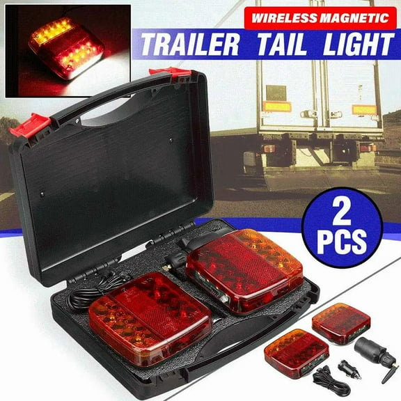 DLHP 2pcs Wireless Magnetic LED Truck Tail Light Trailer Rear Warning Signal