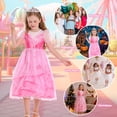 thumbnail image 4 of Benylion Pink Witch Dress for Girls Halloween Costume Toddler Kids Sparkly Tulle Mesh Fancy Dresses With Accessories for 5-6 Years, 4 of 6