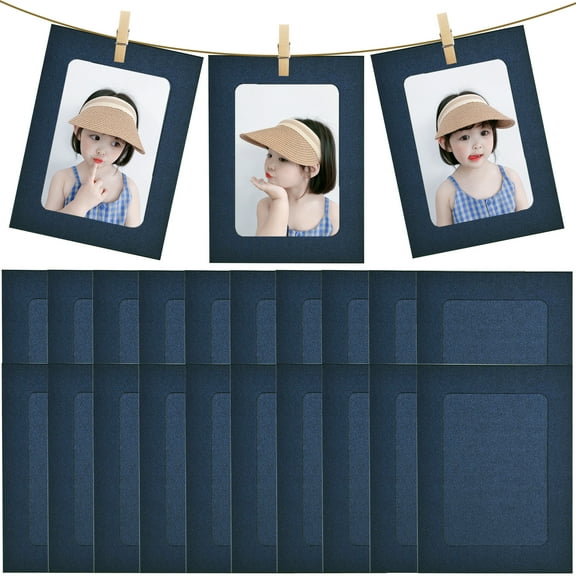 Kraft Picture Frame 4 x 6 Shimmer Paper Photo Frame 20 PCS Picture Display Frames with Wood Clips and Jute Rope for Party Scrapbooking