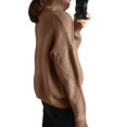 thumbnail image 4 of Women'S Turtle Neck Sweater Fall Winter Long Sleeve Chunky Knitted Trendy Pullover Tops Dark Brown L, 4 of 9