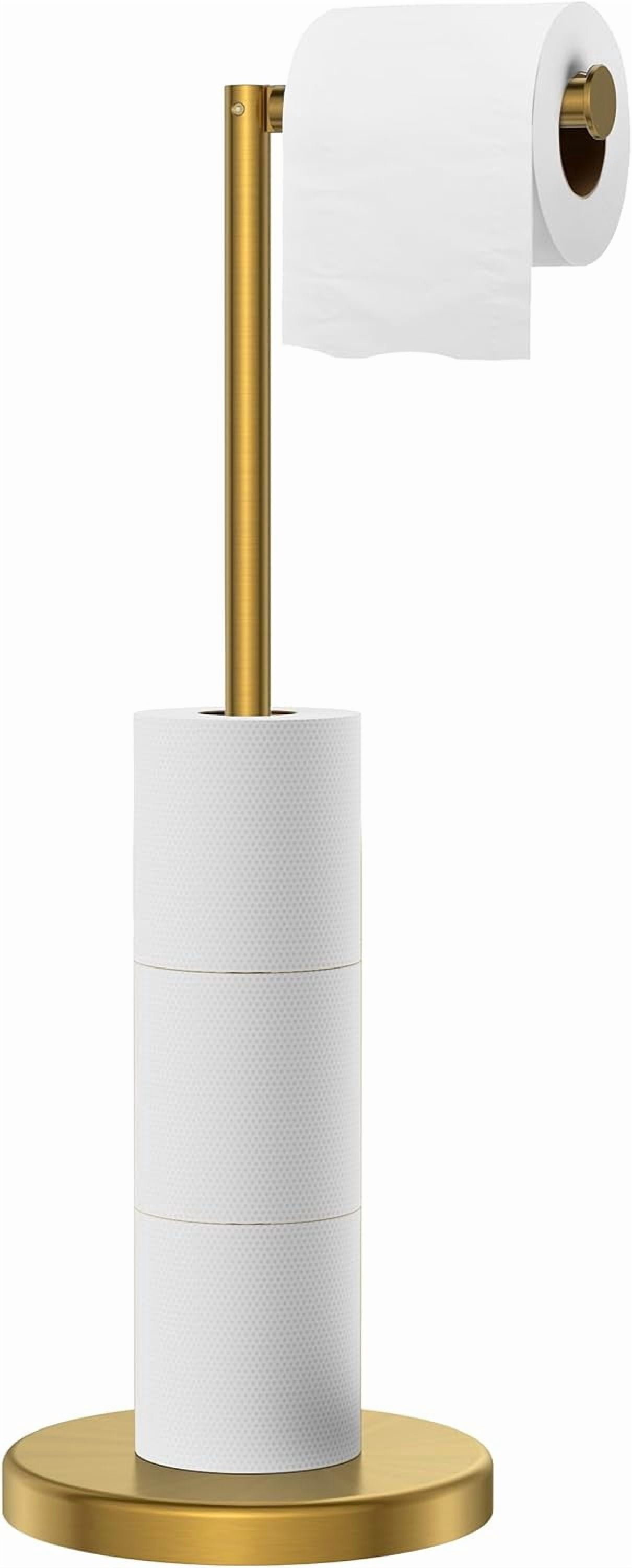 Toilet Paper Holder Stand, Modern Freestanding Tissue Roll Holder for Bathroom, Durable SUS 304 Stainless Steel and Weighted Base Toilet Paper Stand, Storage for 4 Rolls, Oil Rubbed Bronze