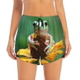 thumbnail image 4 of Lsque Tree Frog Sitting On Sunflowes Printed Women's Running Shorts with Liner Pockets,Elastic Quick Dry Workout Athletic Gym Yoga Shorts,Womens High Waist Shorts-Medium, 4 of 9