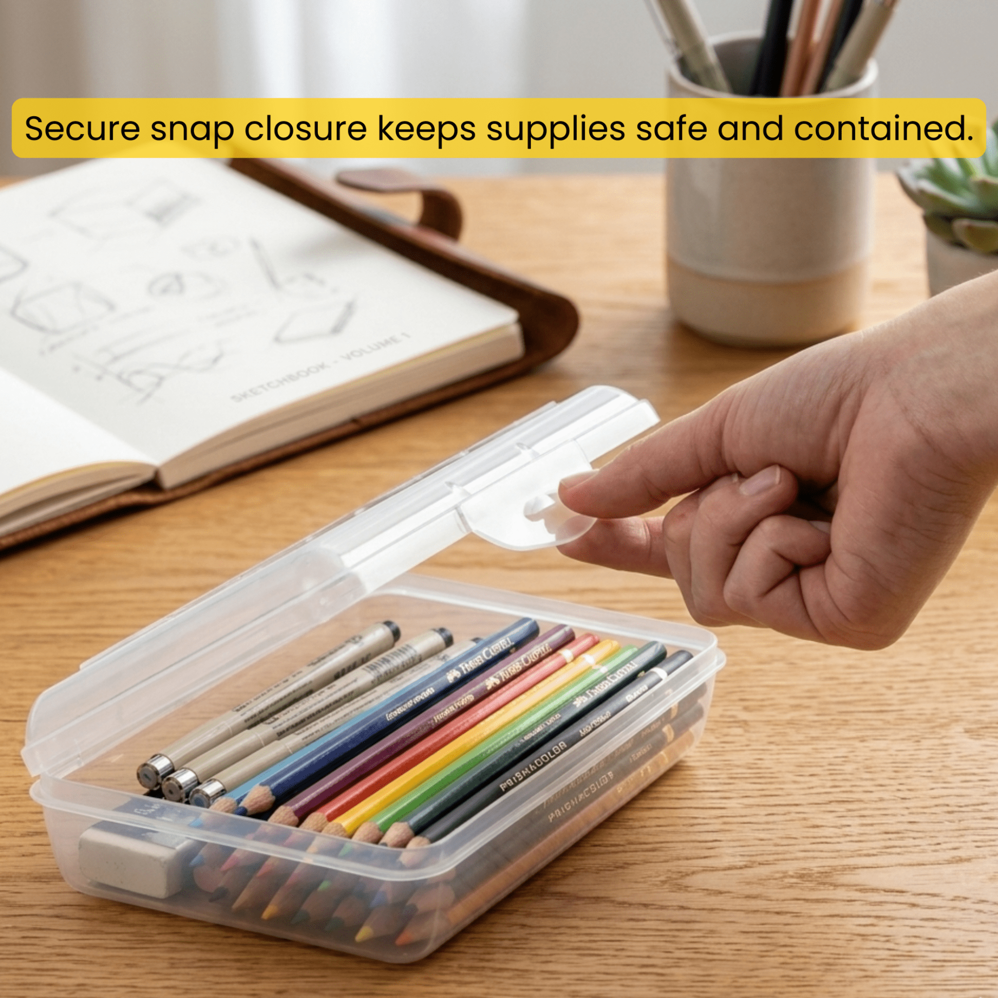 School Supply Boxes | Clear, Translucent Pencil Box | 6 Pack | Durable and Stackable Organizer for School Supplies & Office Products
