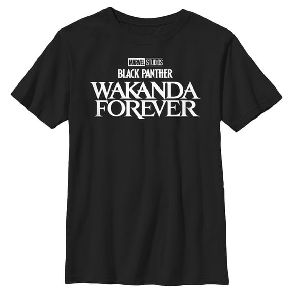 Boy's Black Panther: Wakanda Forever Black and White Movie Logo Graphic Tee