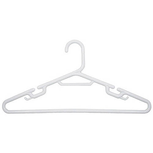 Hangerworld™ 43cm Plastic Top Hangers Black Hook Shoulder Notches Strap Dresses