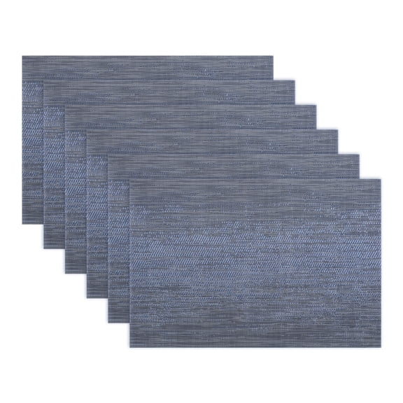 Unique Bargains 6 Pack Plastic Placemats for Dining Table Decor Dark Blue 17.7x11.8inch