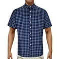 thumbnail image 2 of HCYSFG Mens Big And Tall Plaid Shirt Windowpane Print Button Front Notch Neck Short Sleeve Relaxed Fit Casual Top Summer Dress Shirt, 2 of 8