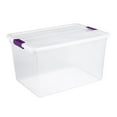 thumbnail image 1 of Sterilite ClearView 66 Quart Stacking Storage Tote w/ Latch Lid, 24 Pack, 1 of 5