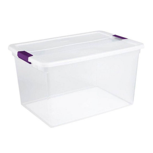Sterilite ClearView Bac de Rangement Empilable de 66 Pintes avec Couvercle à Loquet, Lot de 24