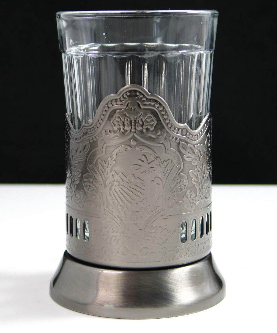 WORLD GIFTS Cut Crystal Drinking Glass for Hot/Cold Beverage Fits Metal  Glass Holder Podstakannik - 8.5 oz