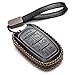 thumbnail image 3 of Vitodeco Genuine Leather Smart Key Fob Case Cover Protector with Leather Key Clap Compatible for Chrysler Pacifica 2017 - 2025 (7-Button, Black), 3 of 4