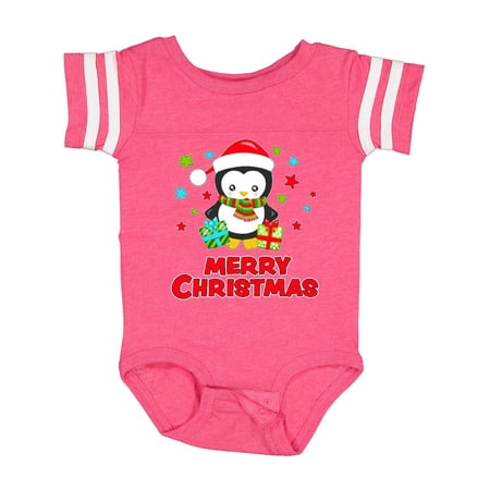 

Inktastic Merry Christmas Penguin in Santa Hat with Gifts Gift Baby Boy or Baby Girl Bodysuit