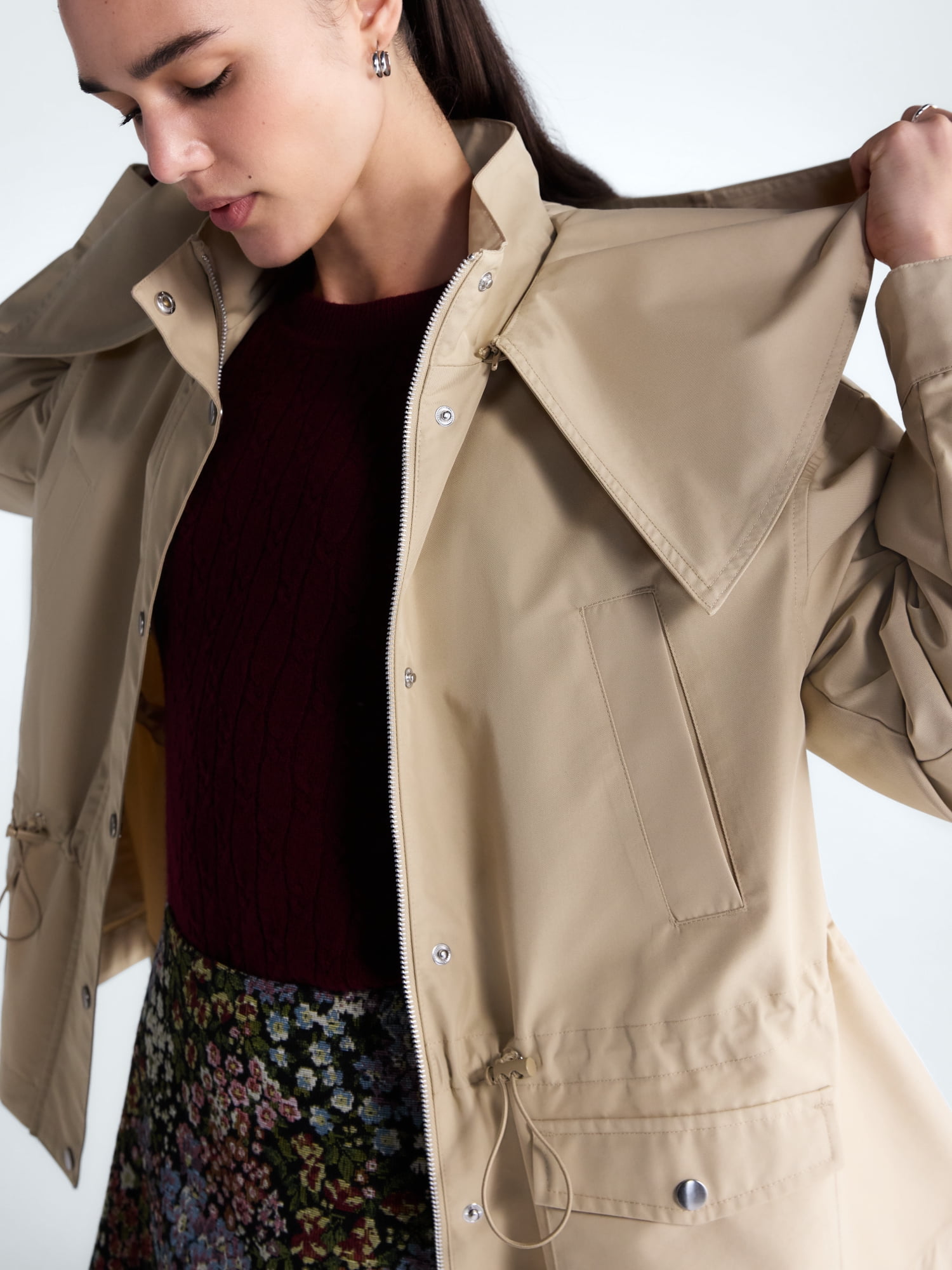 Free Assembly Women's and Women's Plus Cinched Utility Jacket with Hood, Sizes XS-4X