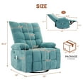 thumbnail image 2 of Swivel Rocker Recliner Chair with Massage and Heat,Oversize Ergonomic Lounge Sofa with Extended Footrest,Cup Holders for Living Room, Bedroom,Blue, 2 of 7