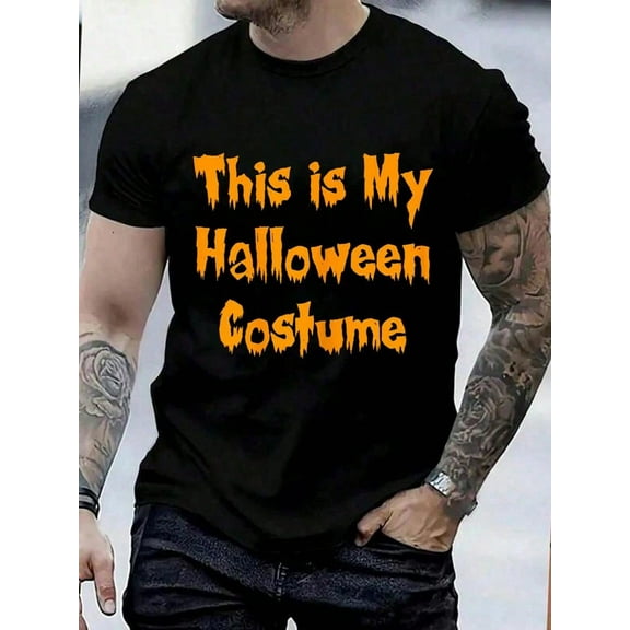 100% Cotton This Is My Halloween Costume This Is My Trick Or Treat T-Shirt Street Hip-Hop Style Men's T-Shirt