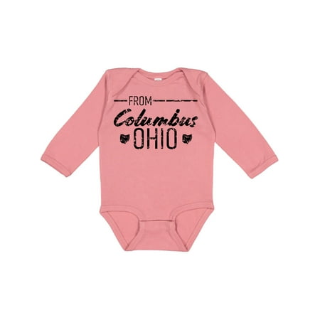 

Inktastic From Columbus Ohio in Black Distressed Text Gift Baby Boy or Baby Girl Long Sleeve Bodysuit
