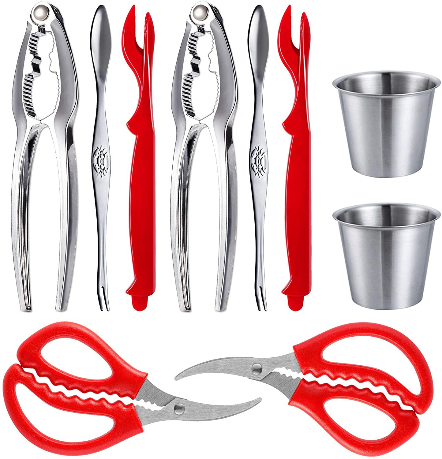 Ake Seafood Tools Set Lobster Crackers Crab Crackers with 2 Stainless Steel Fork Scoop 