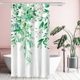 thumbnail image 3 of Green Eucalyptus Shower Curtain, Watercolor Leaves on The Top Plant with Floral Bathroom Decoration Shower Curtain Sets 72x72 Inch with Hooks, 3 of 6